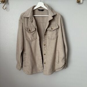 Members Marks Womens Small‎ Tan Beige Shacket Polyester Jacket Shell Long Sleeve